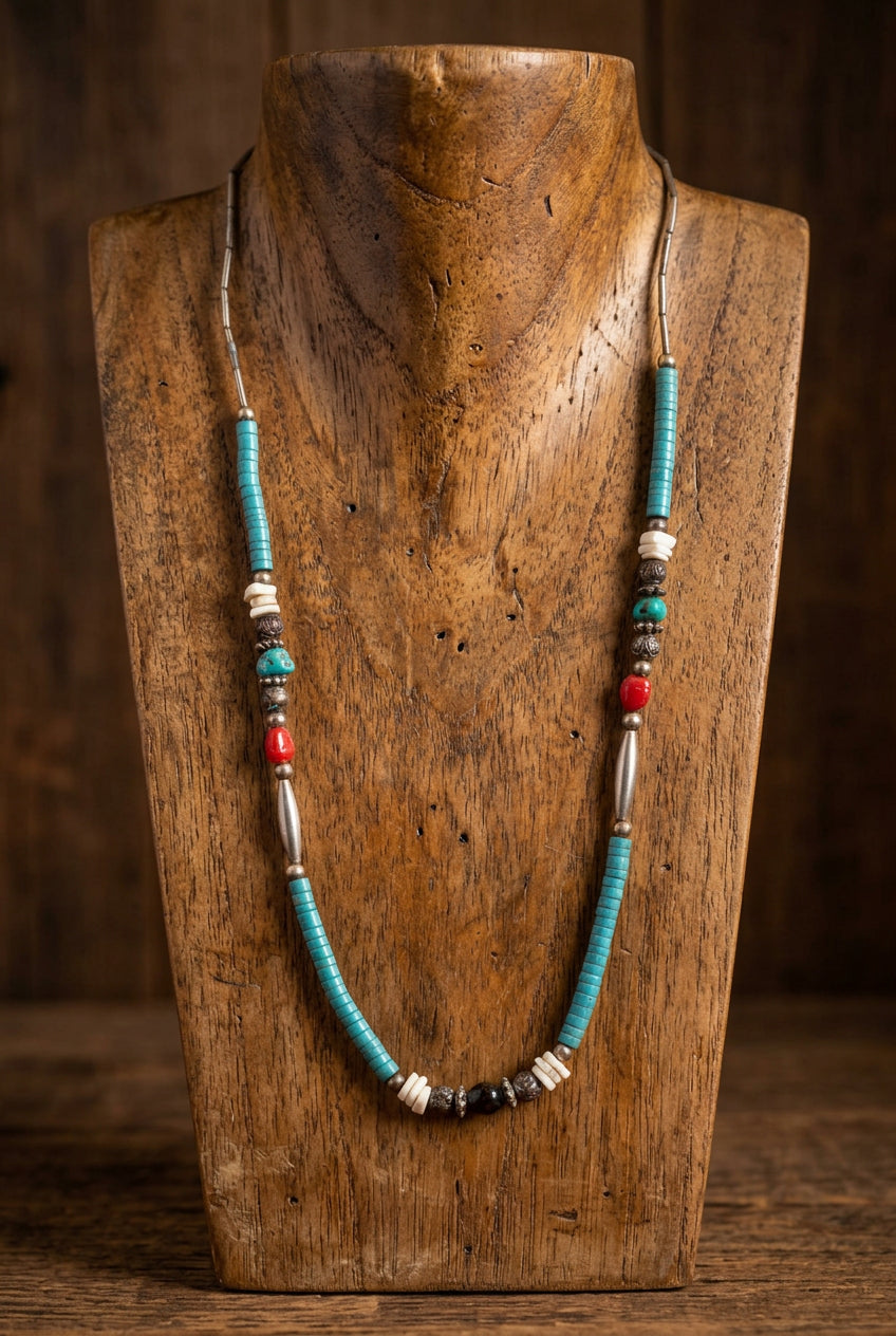 Turquoise Necklace Navajo Heishi Beads Genuine Natural