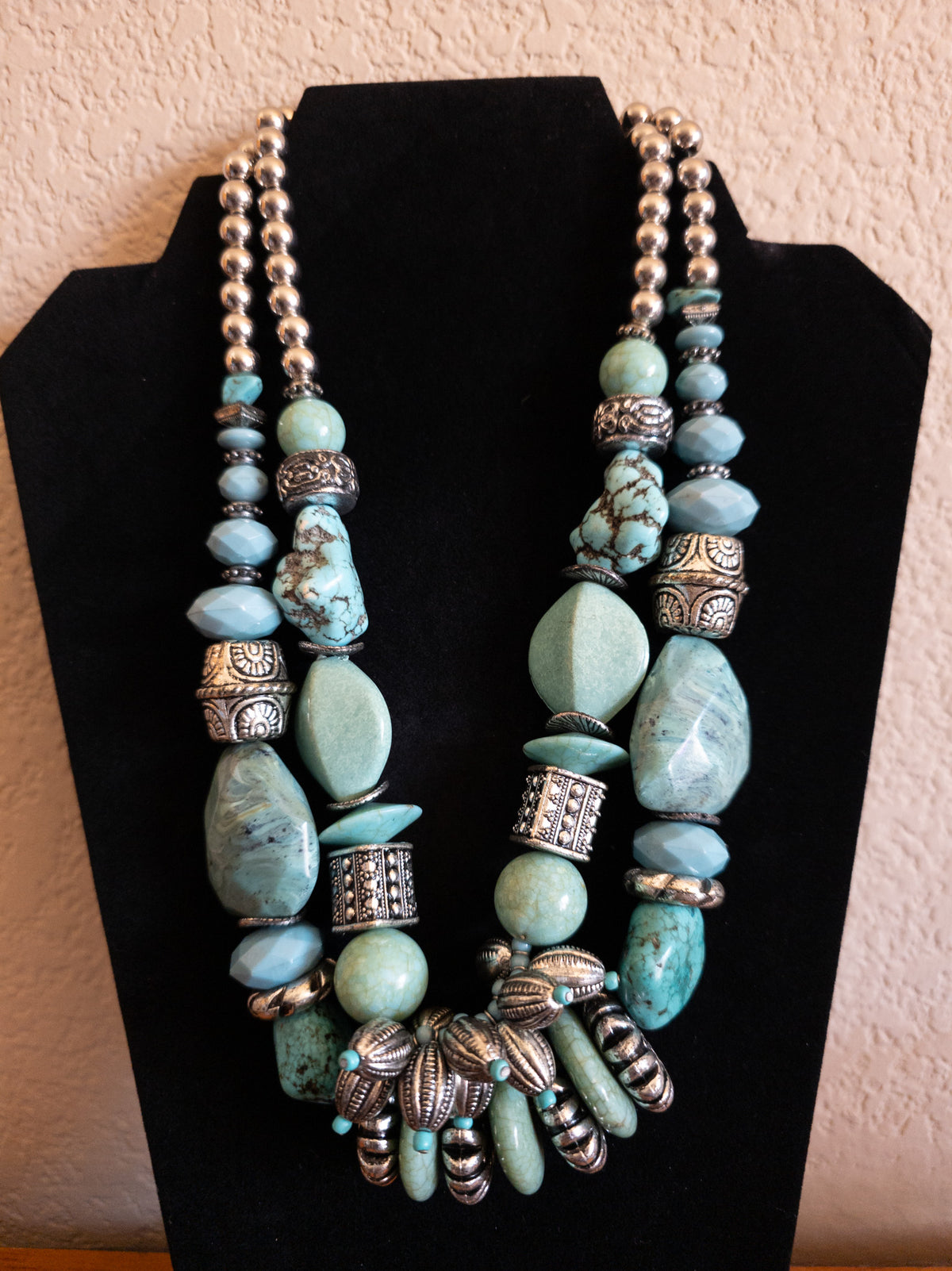 Turquoise With  Silver Tone Necklace