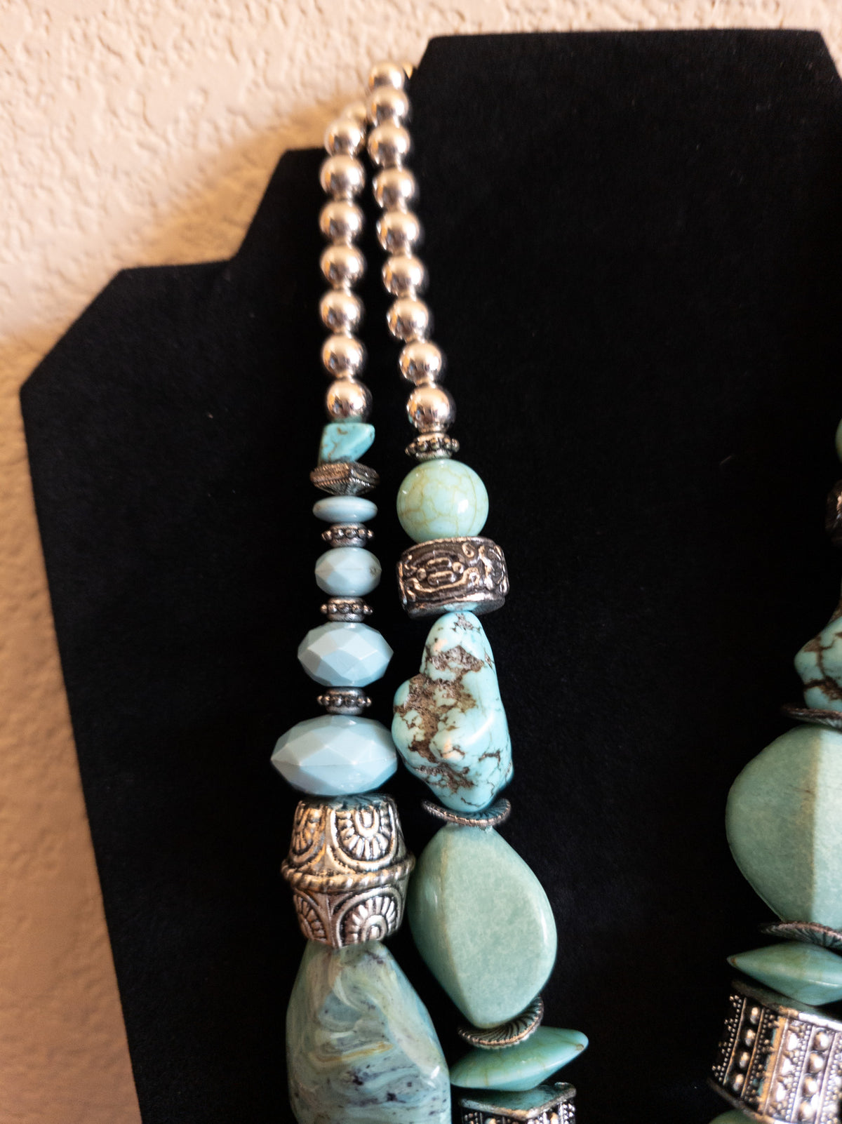 Turquoise With  Silver Tone Necklace
