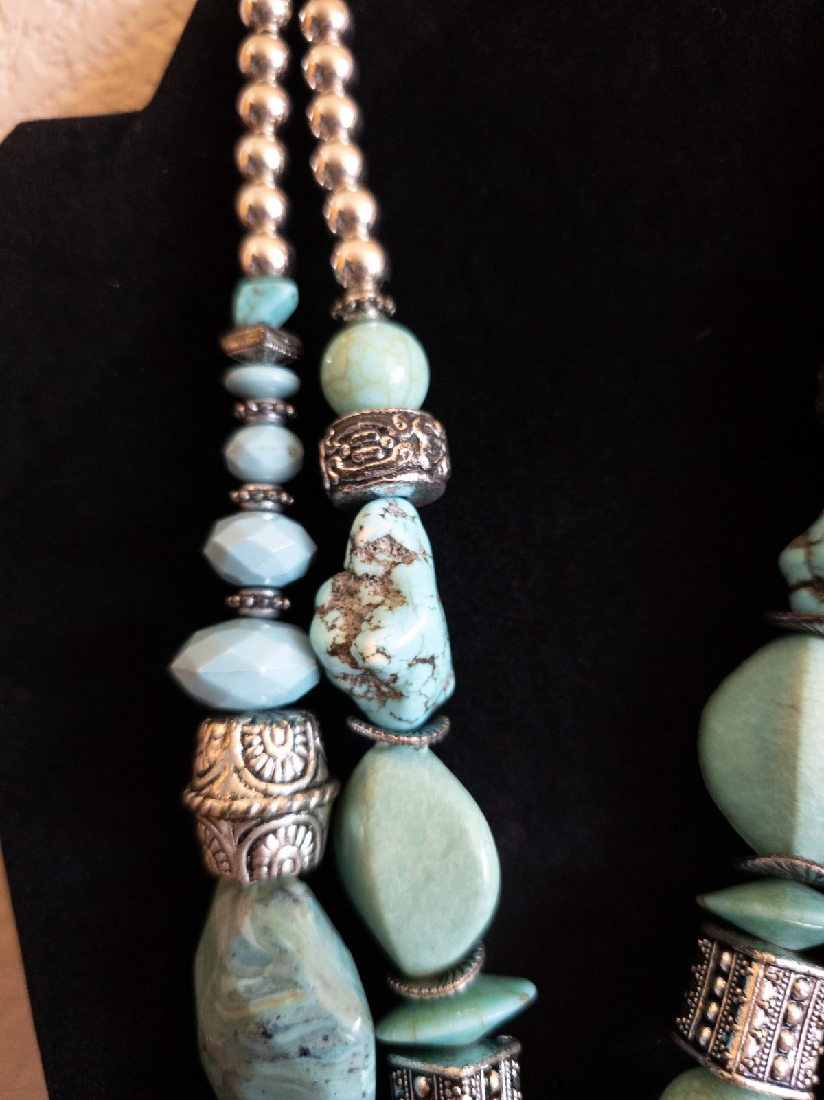 Turquoise With  Silver Tone Necklace