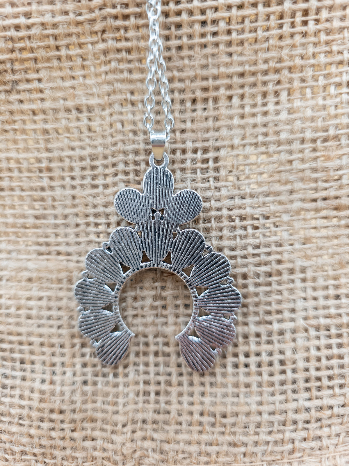 Southwestern Faux Turquoise Squash Blossom Pendant Necklace