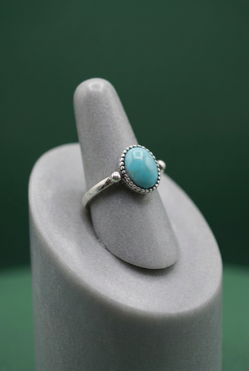 Turquoise Oval Statement Ring – Size 5.5