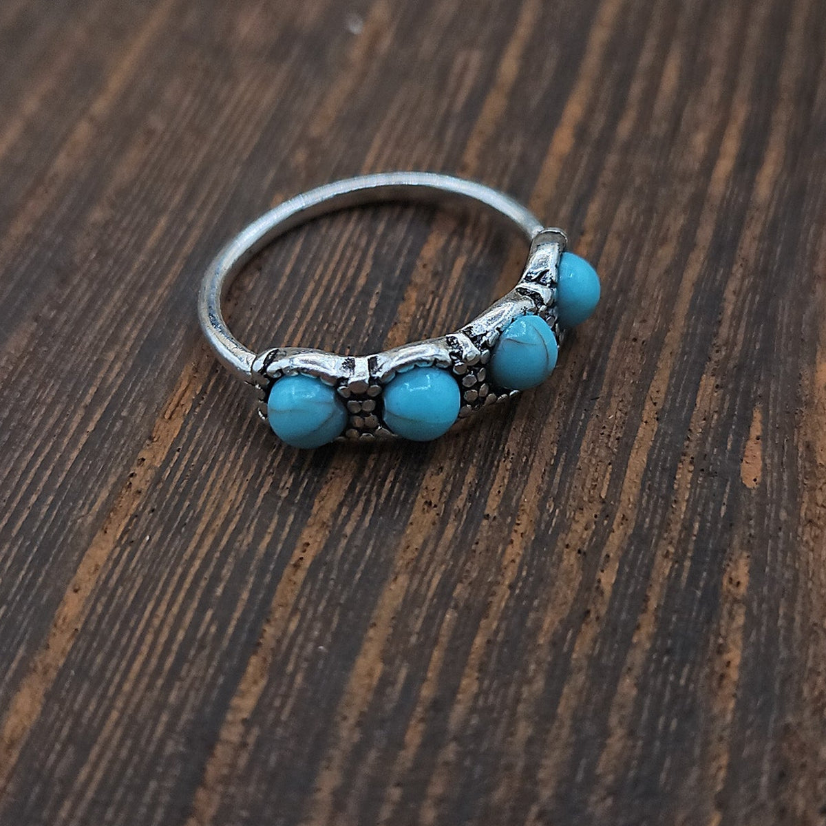 Turquoise Cluster Ring – Size 6