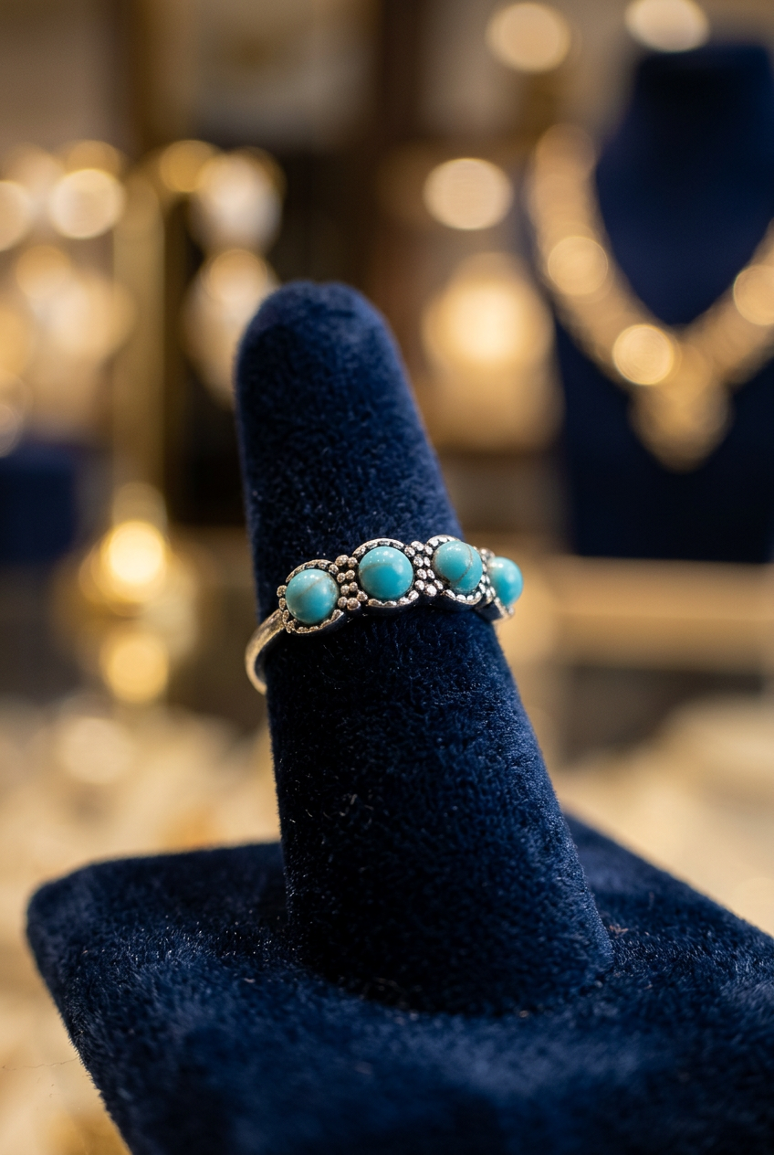 Turquoise Cluster Ring – Size 6