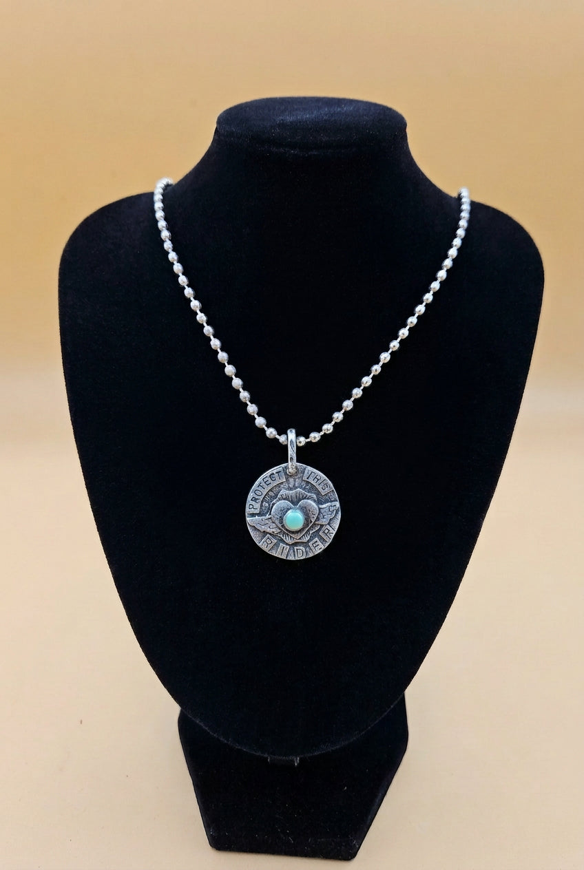 Protect This Rider Turquoise Horse Pendant Necklace