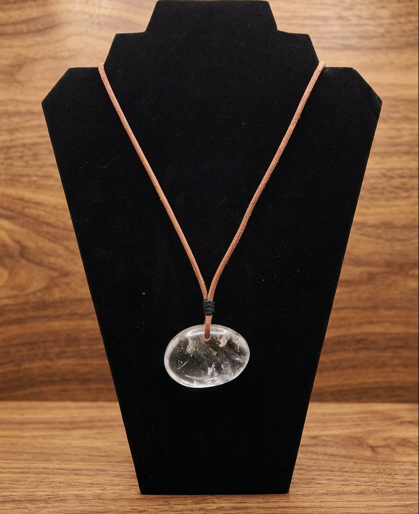 Boho Natural Stone Statement Necklace on Cord