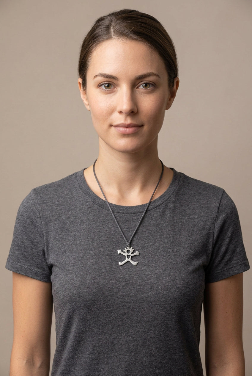 Figure Heart Pendant Necklace on Black Cord
