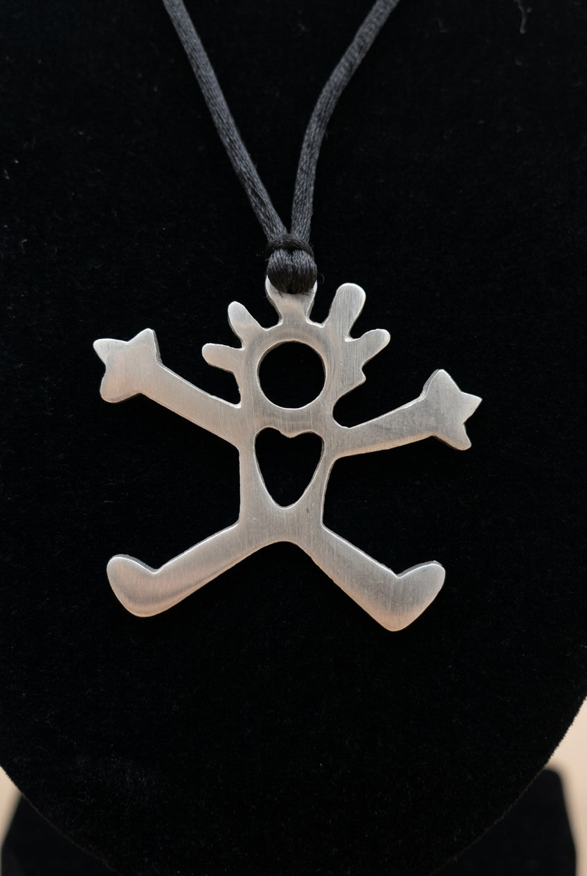 Figure Heart Pendant Necklace on Black Cord