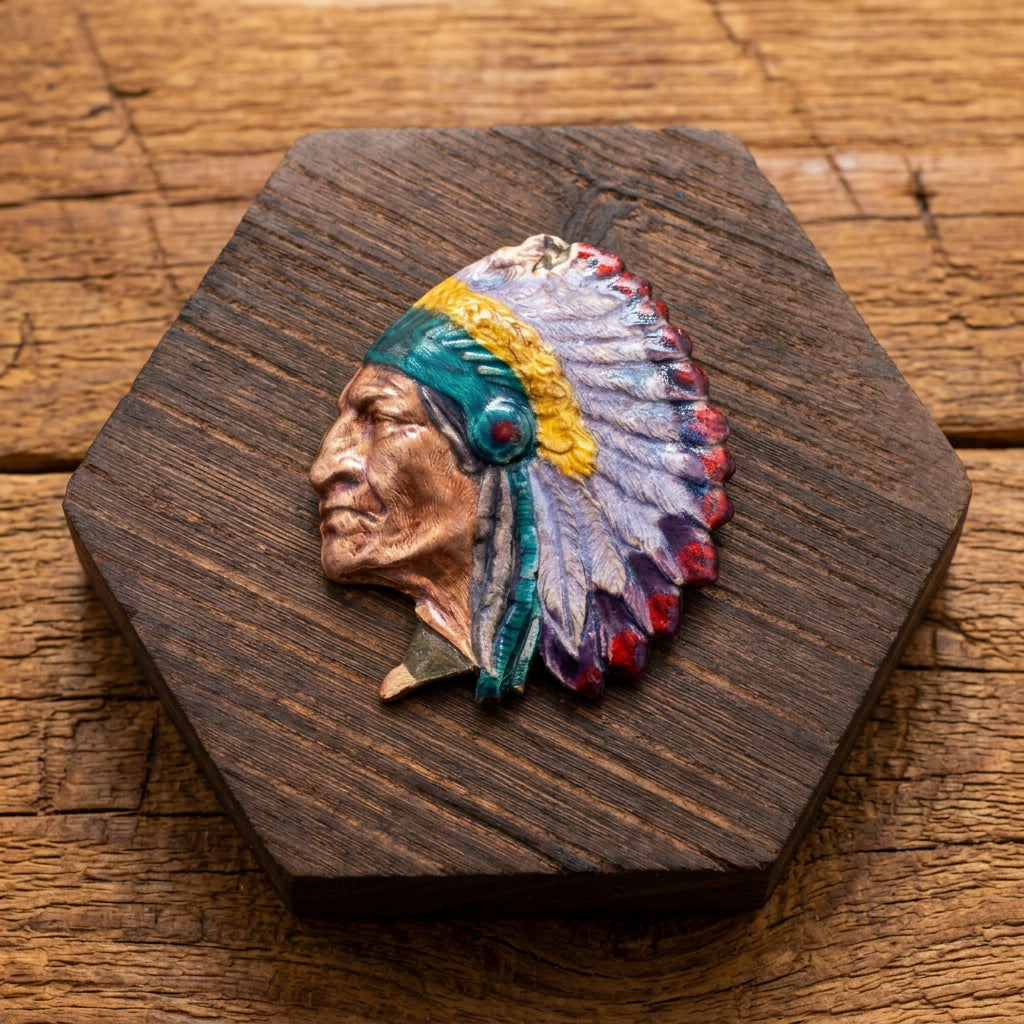 Native American-Inspired Multicolor Feather Headdress Enamel Pin