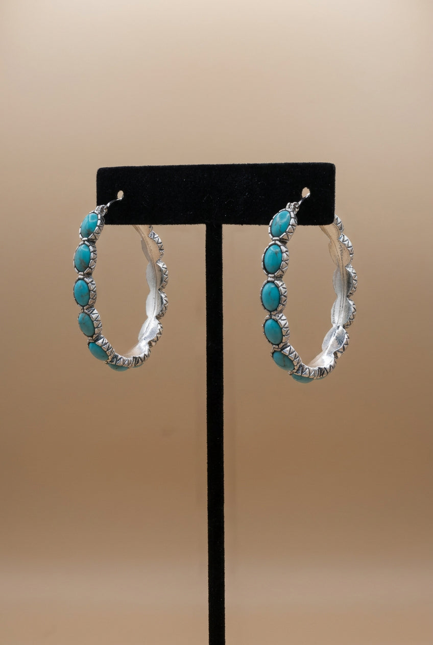 Turquoise Beaded Hoop Earrings
