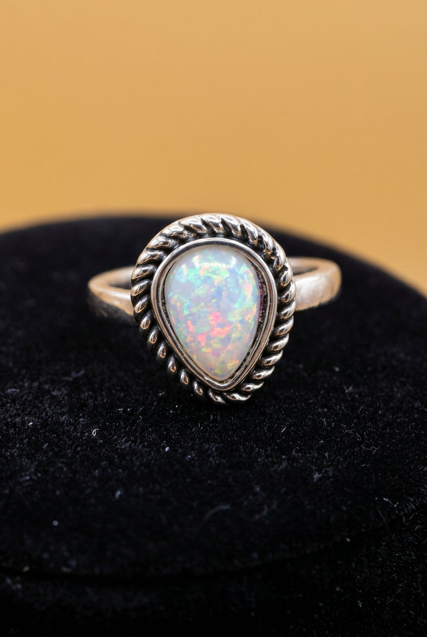Opal-Style Teardrop Ring Size 6