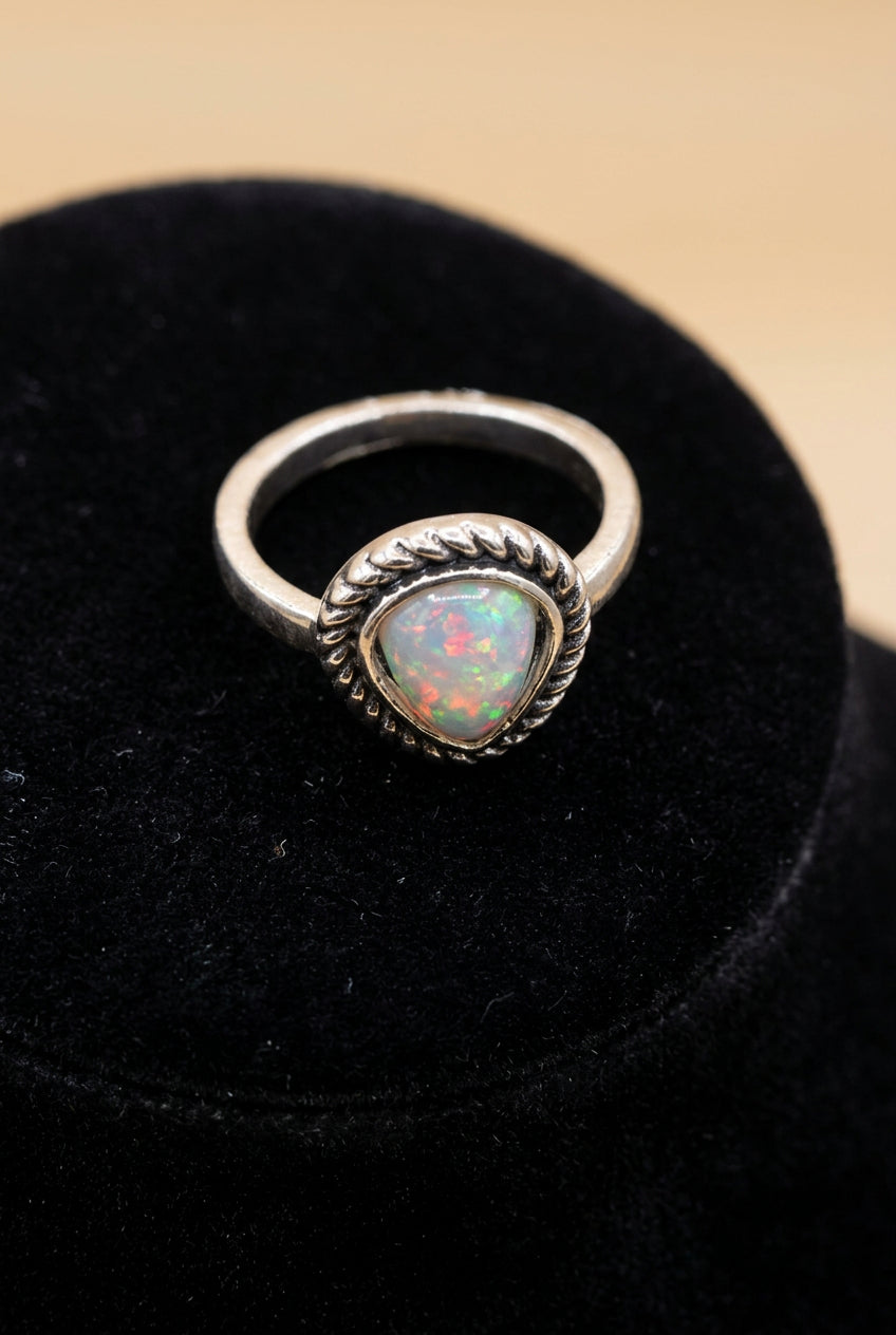 Opal-Style Teardrop Ring Size 6