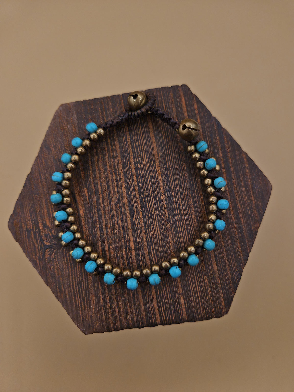 Western Turquoise & Brass Beaded Braided Bracelet
