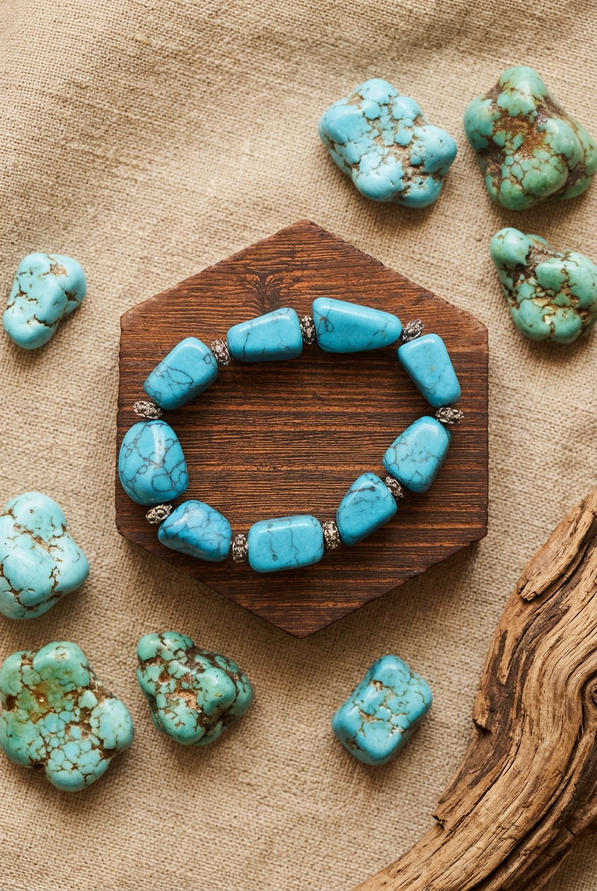 Turquoise-Tone Chunky Stretch Bracelet