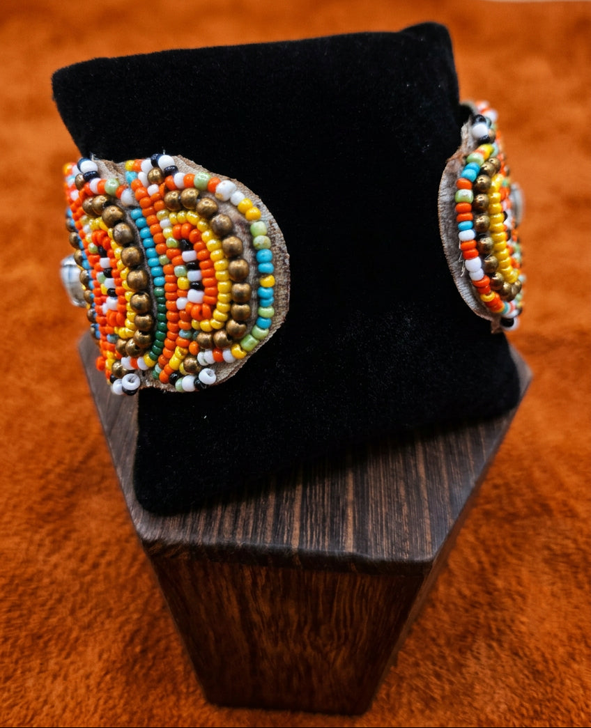 Colorful Beaded Statement Cuff Bracelet