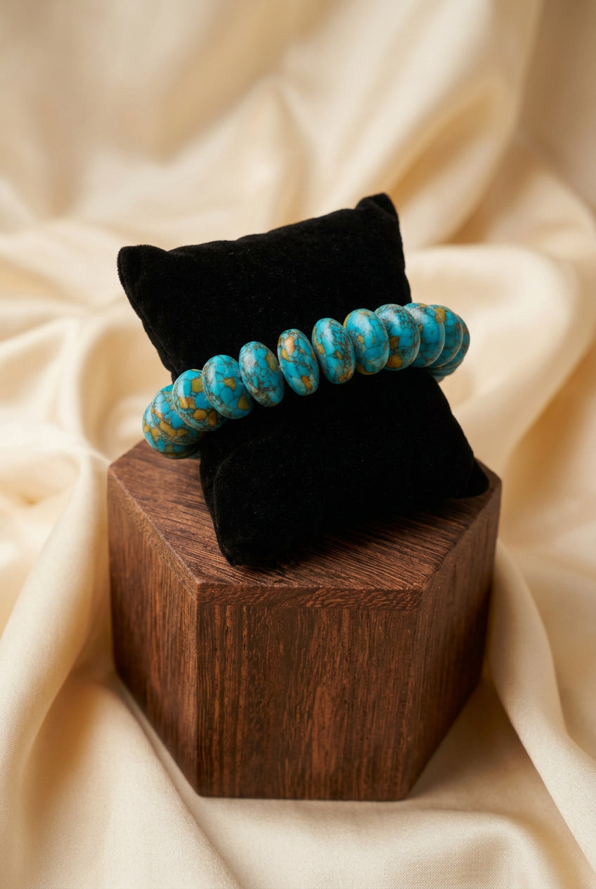 Chunky Turquoise-Colored Bead Bracelet