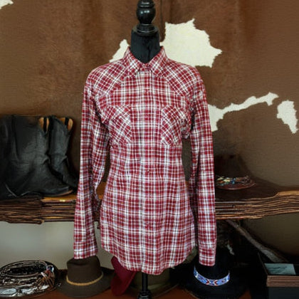 Levis Red Plaid with Ruby Red Snap Button Up
