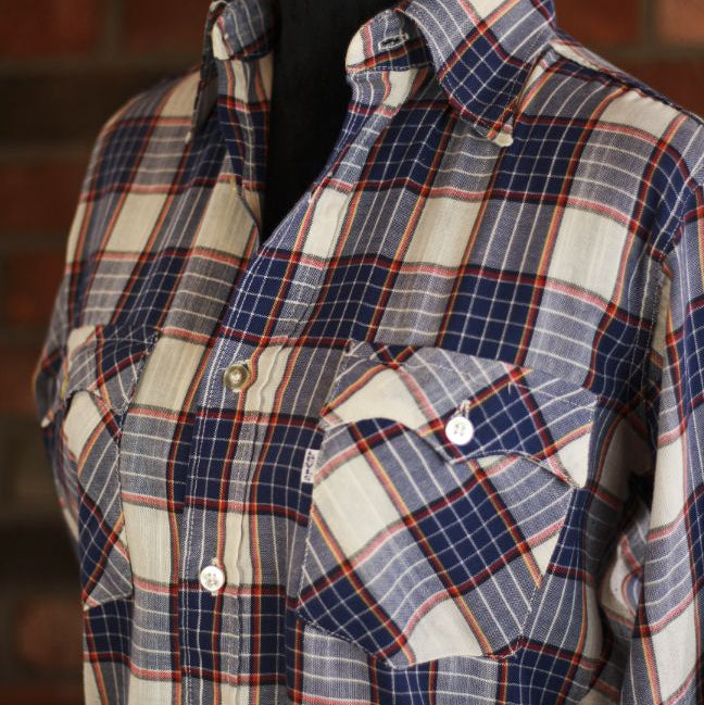 Levi's White, Blue and Red Plaid Button Up
