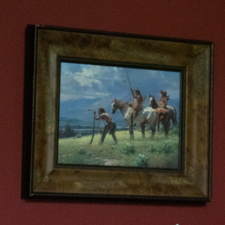 Lonestar American Indians at the River's Edge Canvas Transfer Print Art