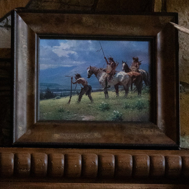 Lonestar American Indians at the River's Edge Canvas Transfer Print Art