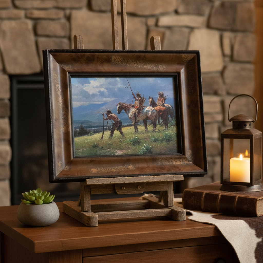 Lonestar American Indians at the River's Edge Canvas Transfer Print Art