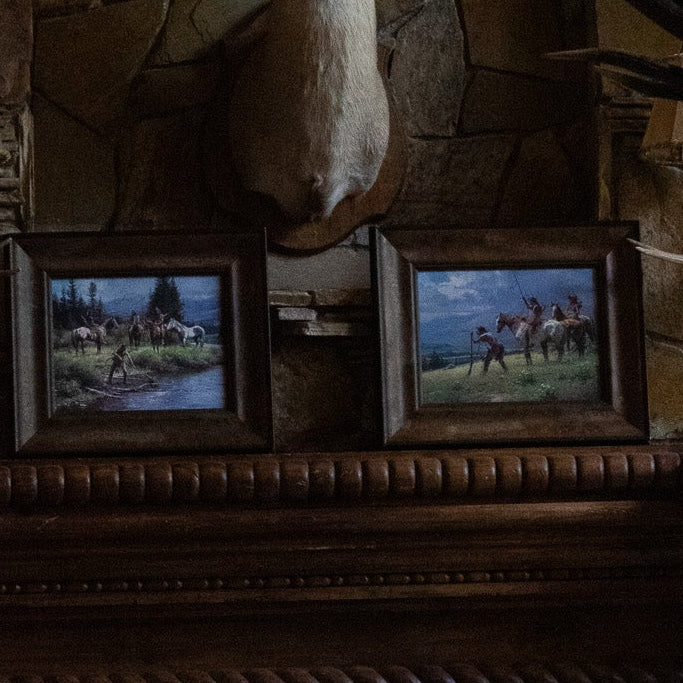 Canvas Transfer Lonestar Print of Indians and Horses at the River