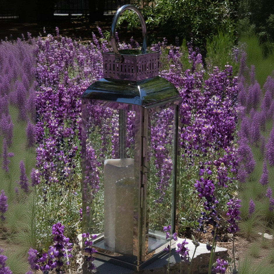 Large Modern Chrome Hurricane Lantern