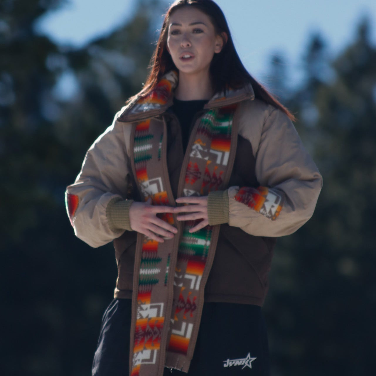"Down By Sports Guide" Brown 1980's Winter Jacket with Handsewn Pendleton & Matching Scarf Set