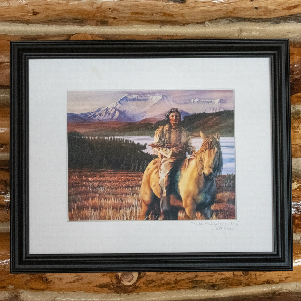 "Oyate Nimkte Wacin Yelo"  Jillana Original Painting of Native American on Horseback
