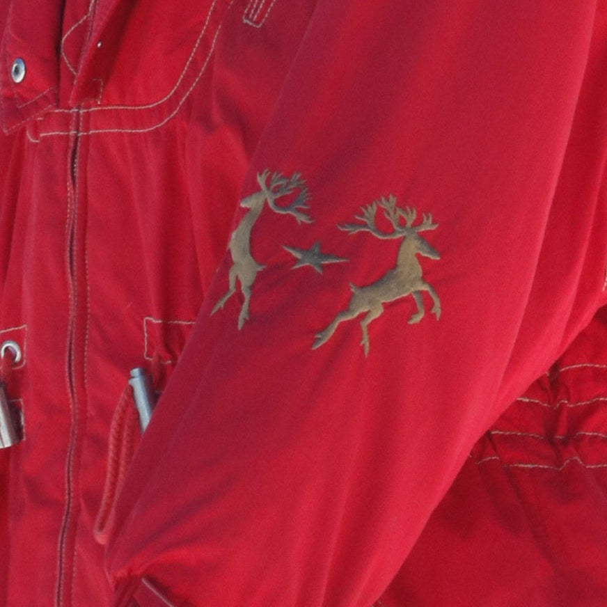 90’s Red with Gold Reindeer Embroidery Bogner Hooded jacket