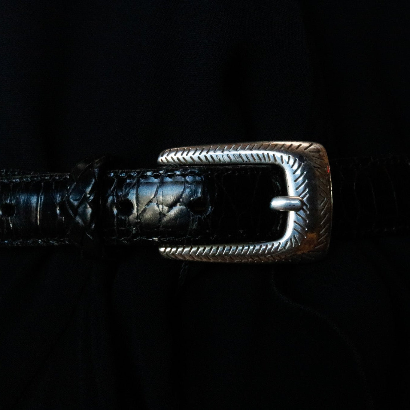 Brighton Black & Brown Leather with Faux-Fur and Silver Buckles Vintage-style Belt