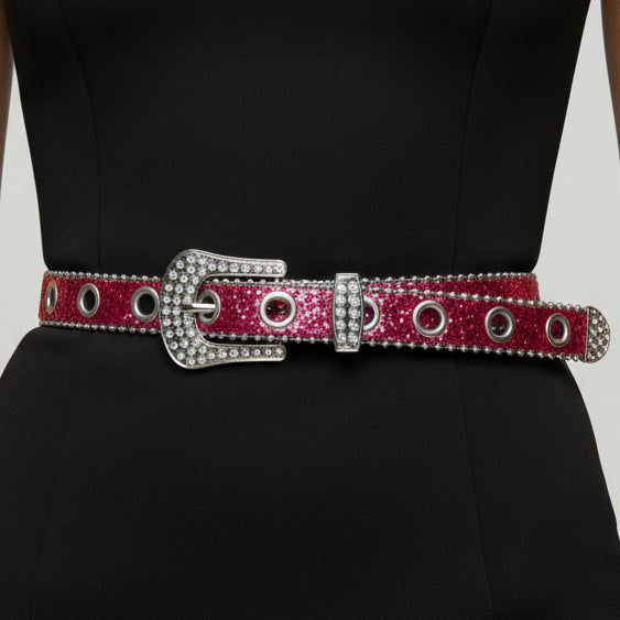 Bedazzled Magenta Pink Belt