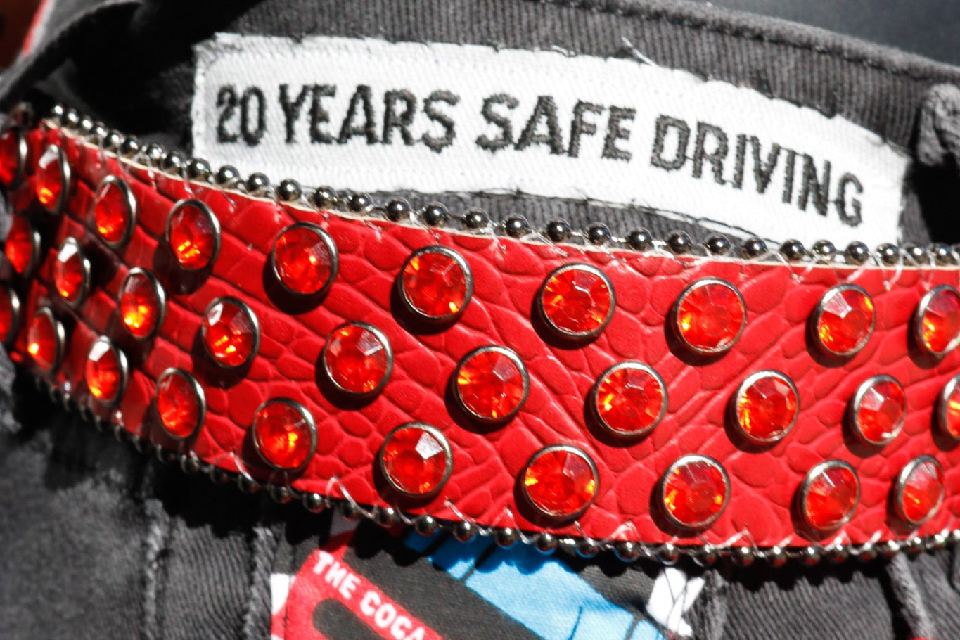 G.G. Simon Red Rhinestone Faux-Snakeskin Punk Buckle Belt
