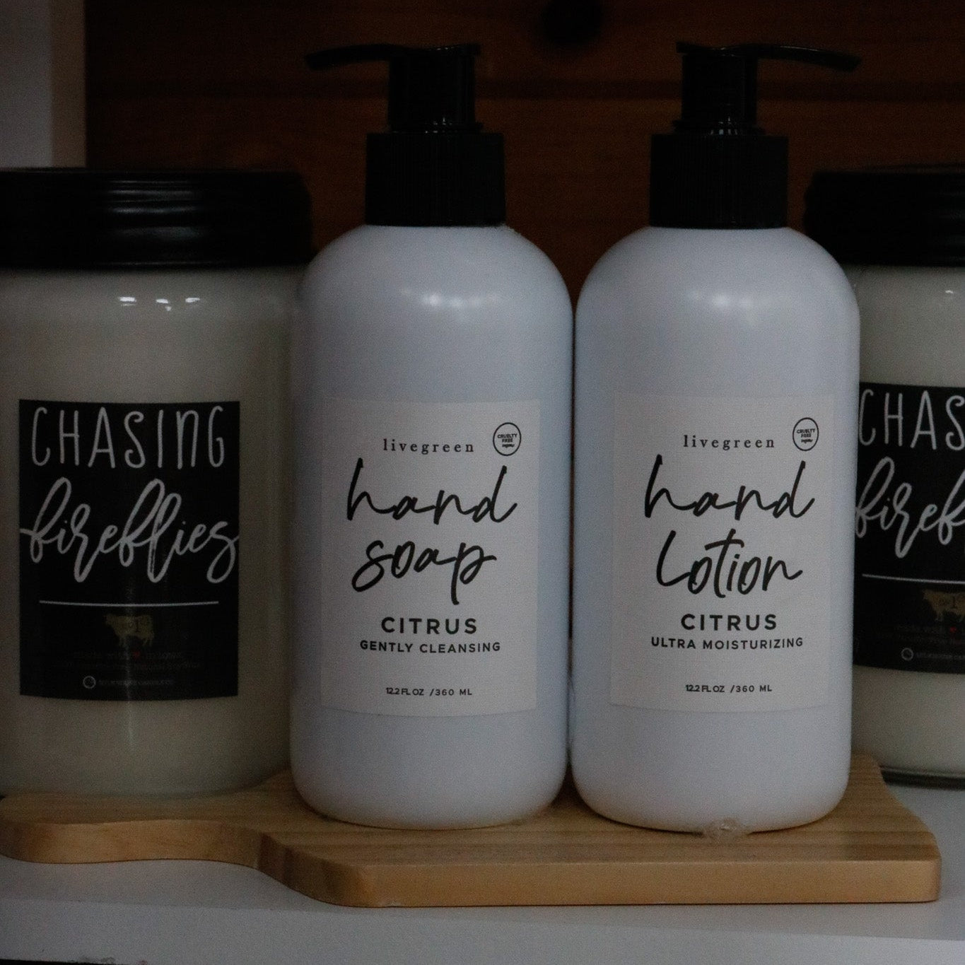 Livegreen Citrus Hand Soap & Lotion Set for All Skin Types with Cutting Board