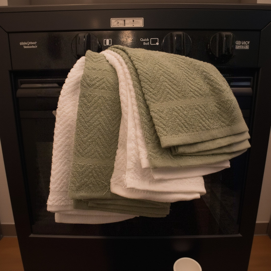 Simply Clean by Homeware Kitchen Set of 4 Towels White and Sage