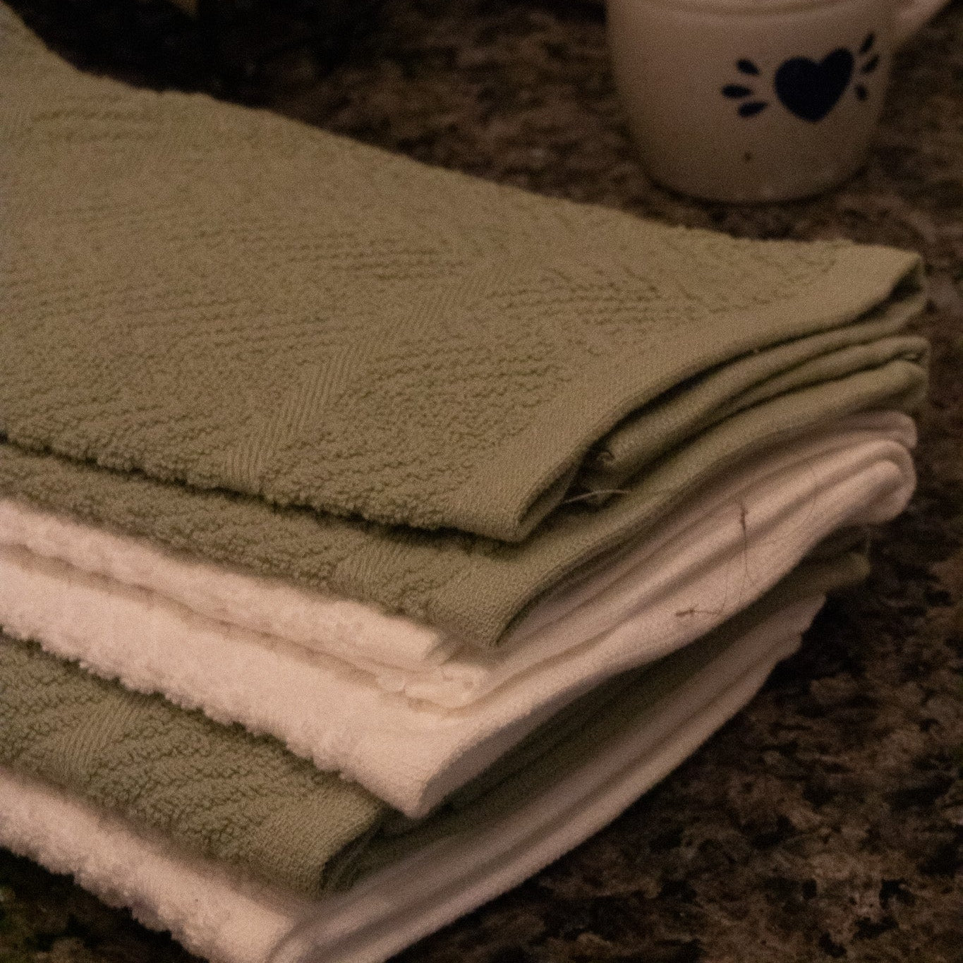 Simply Clean by Homeware Kitchen Set of 4 Towels White and Sage