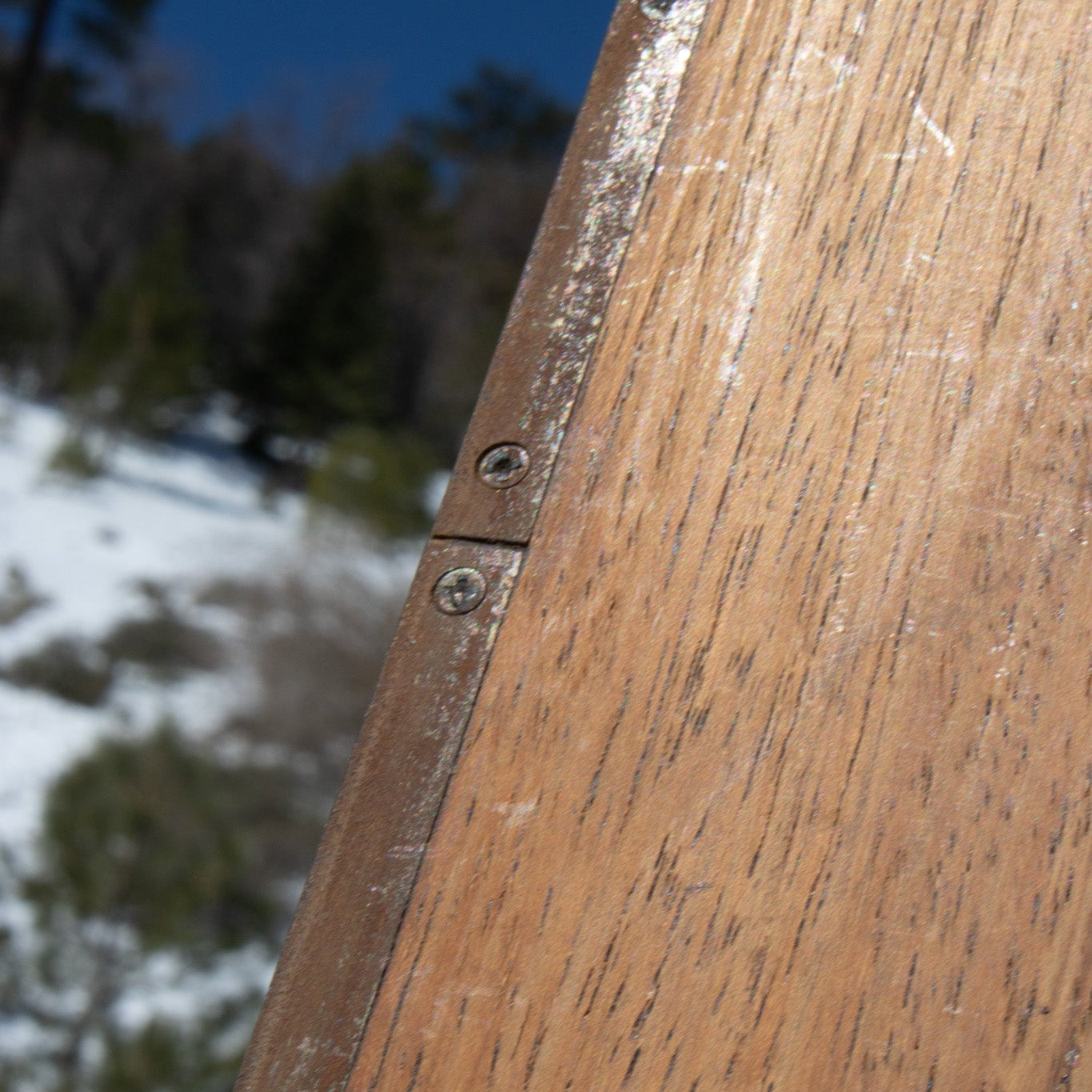 Vintage 19th Century Solid Hardwood Wooden Skis with Metal Plate Binding