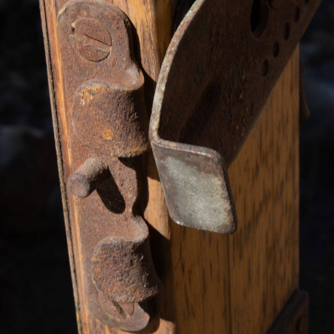 Vintage 19th Century Solid Hardwood Wooden Skis with Metal Plate Binding