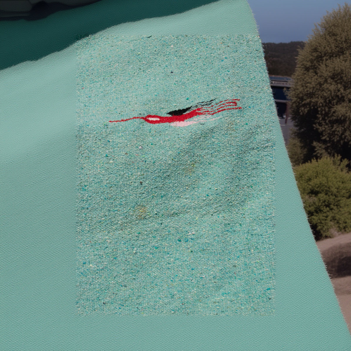 Vintage Southwestern Native American Turquoise Colored Thunderbird  Blanket 8x6 ft