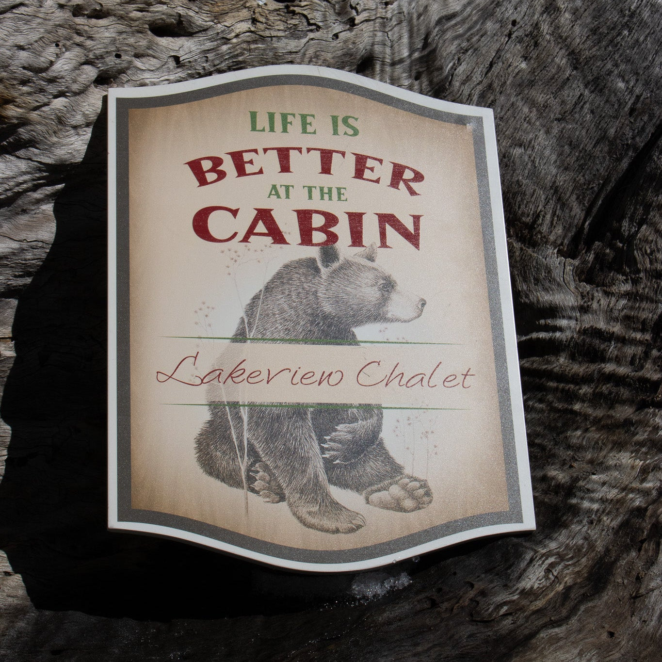 Wooden Hand Painted "Life is Better at the Cabin Lakeview Chalet" Bear Sign
