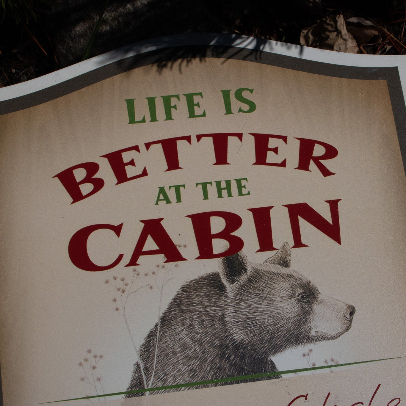 Wooden Hand Painted "Life is Better at the Cabin Lakeview Chalet" Bear Sign
