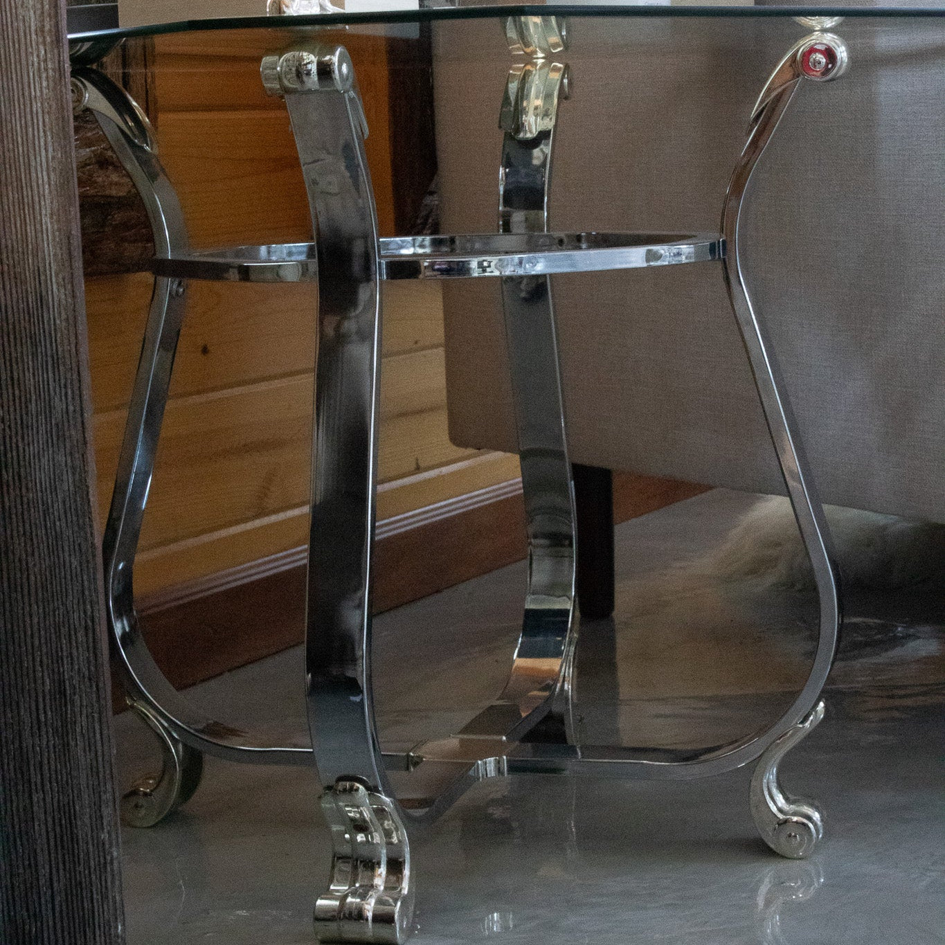 Kreiss Beveled Glass Chrome Body Square Side Table