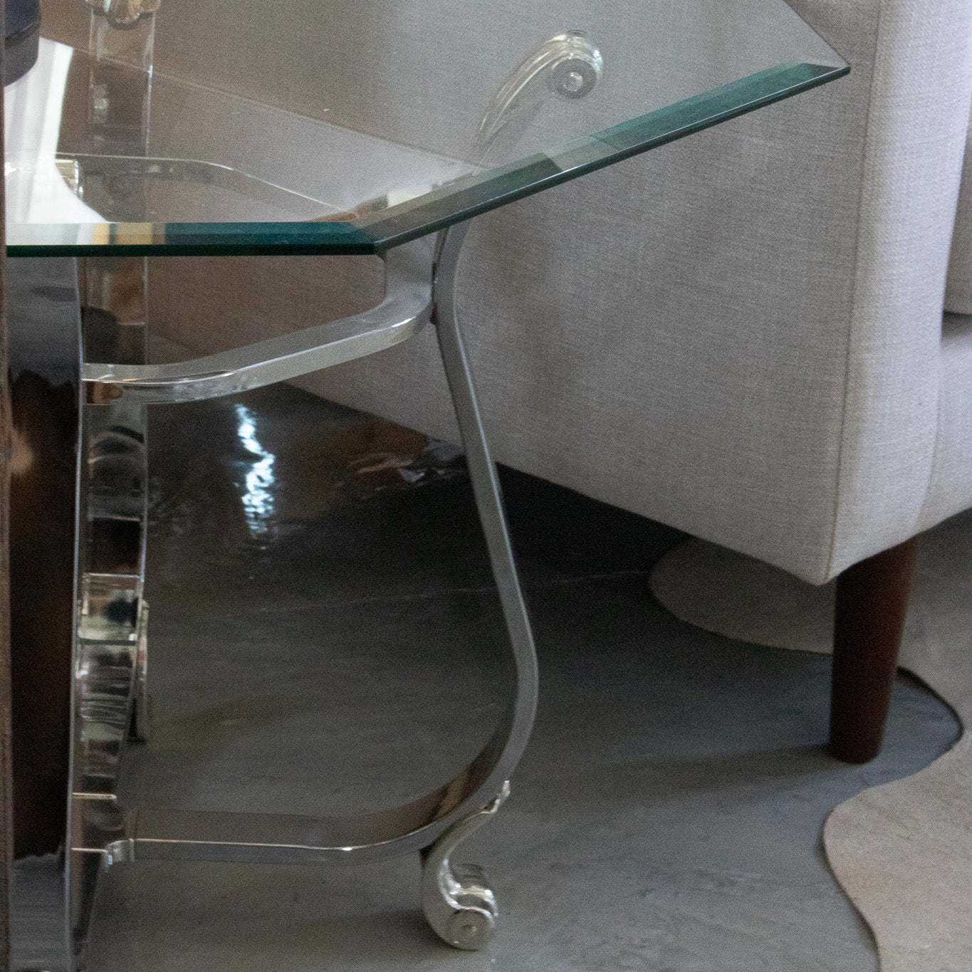 Kreiss Beveled Glass Chrome Body Square Side Table