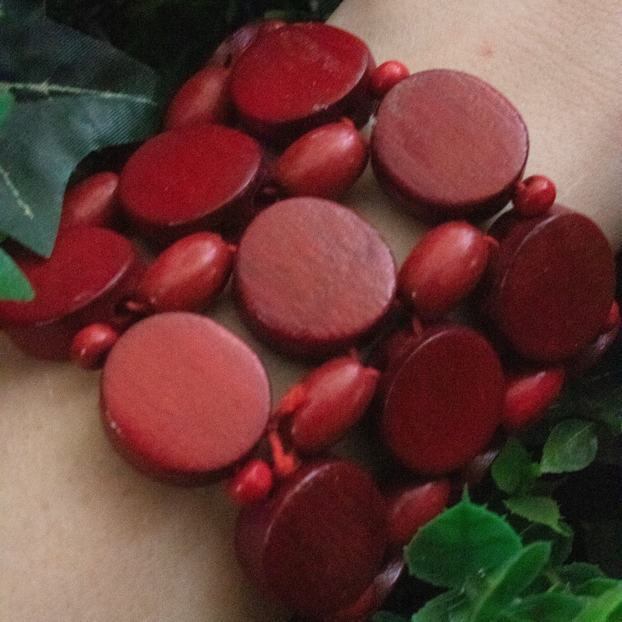 Red Wooden Bead Strech Bracelet