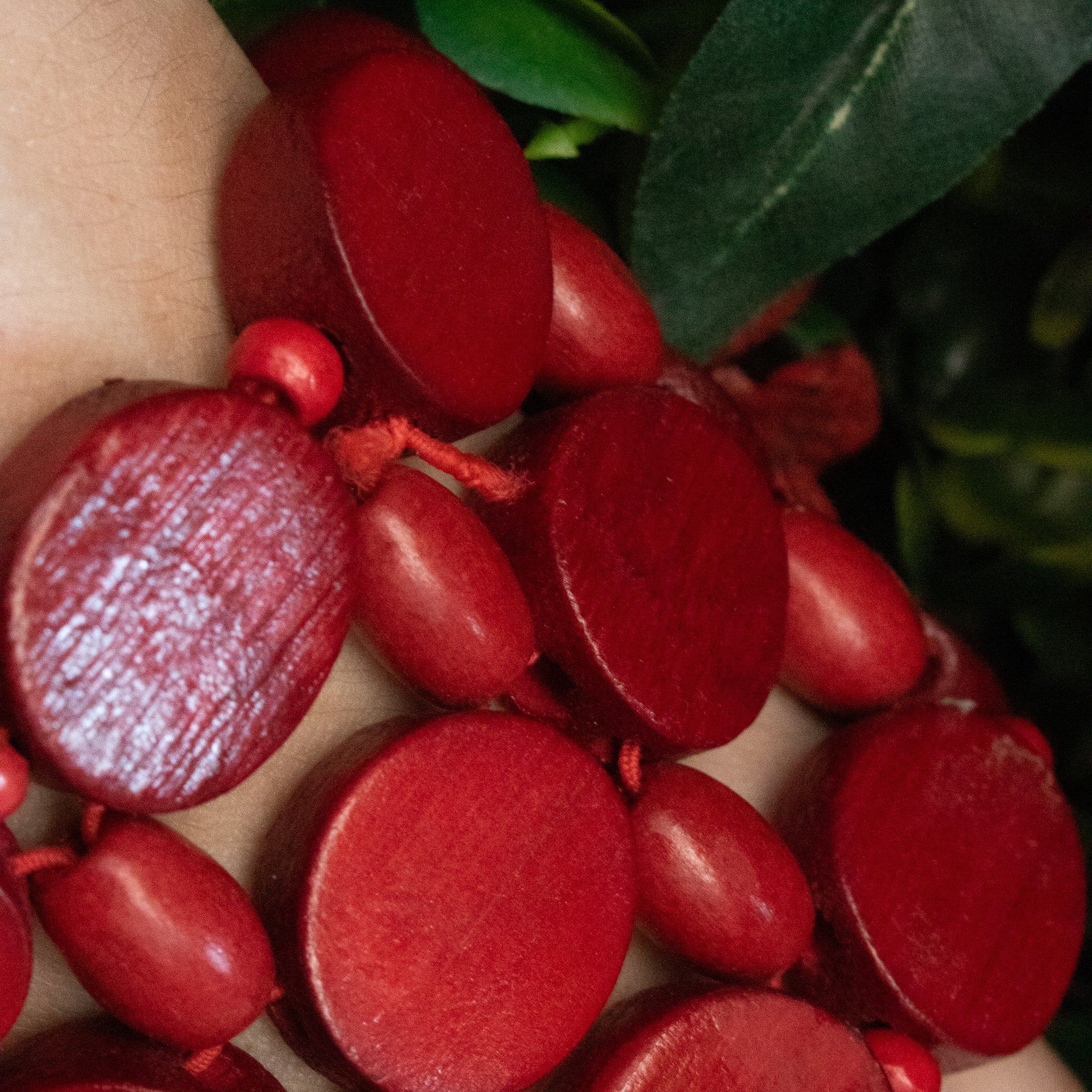 Red Wooden Bead Strech Bracelet