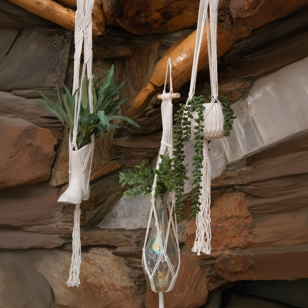 6-Pack Macrame Hanging Plant Holders – Indoor Planters with Hooks for Stylish Display.