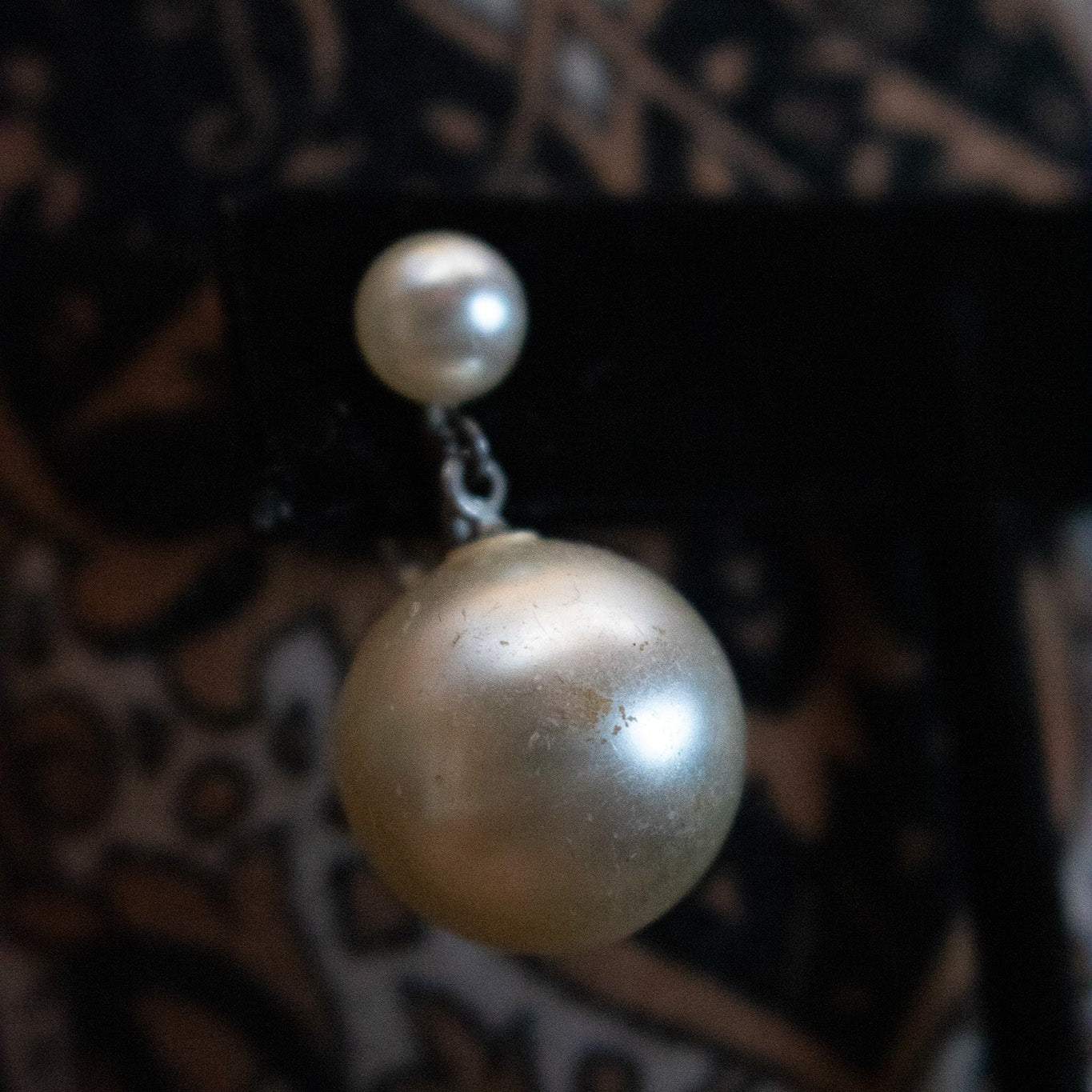 Antique Double Faux Pearl with Genuine Silver Screw on Earrings