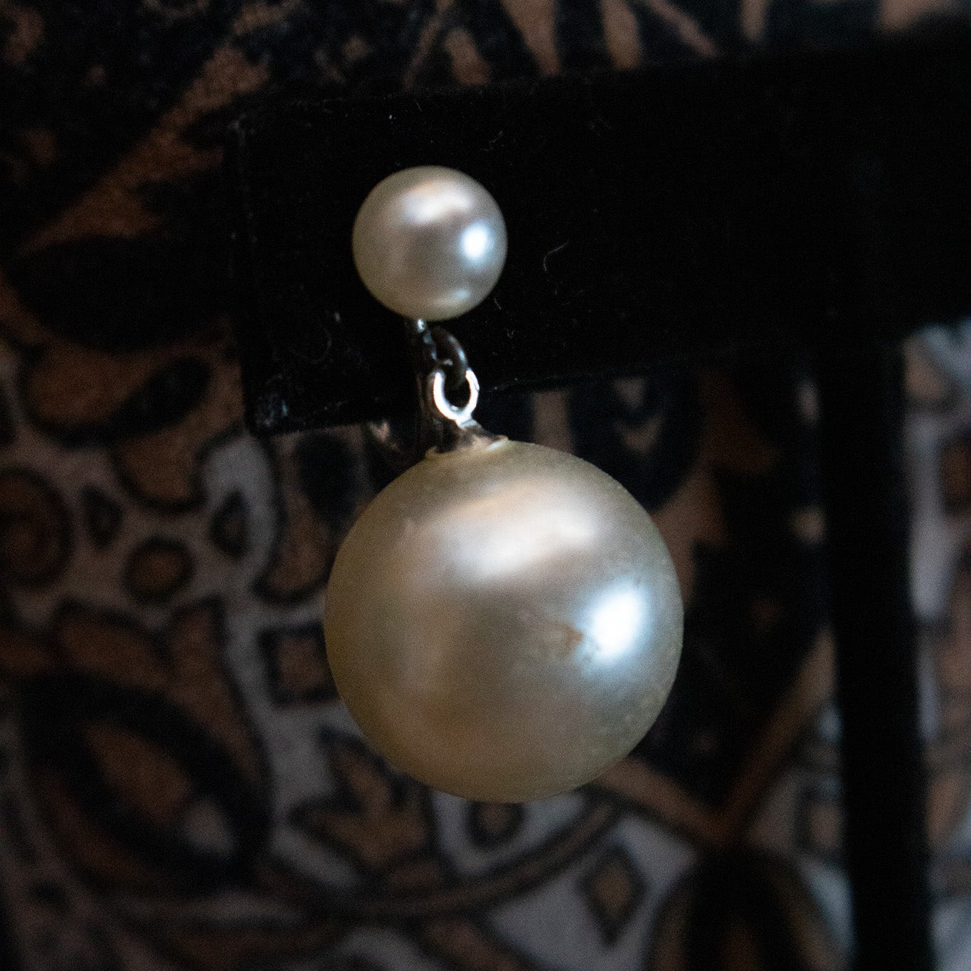 Antique Double Faux Pearl with Genuine Silver Screw on Earrings