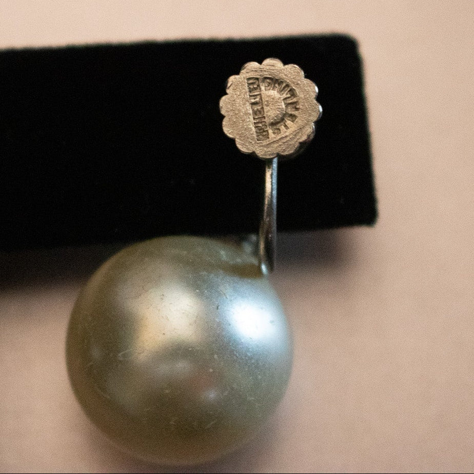 Antique Double Faux Pearl with Genuine Silver Screw on Earrings