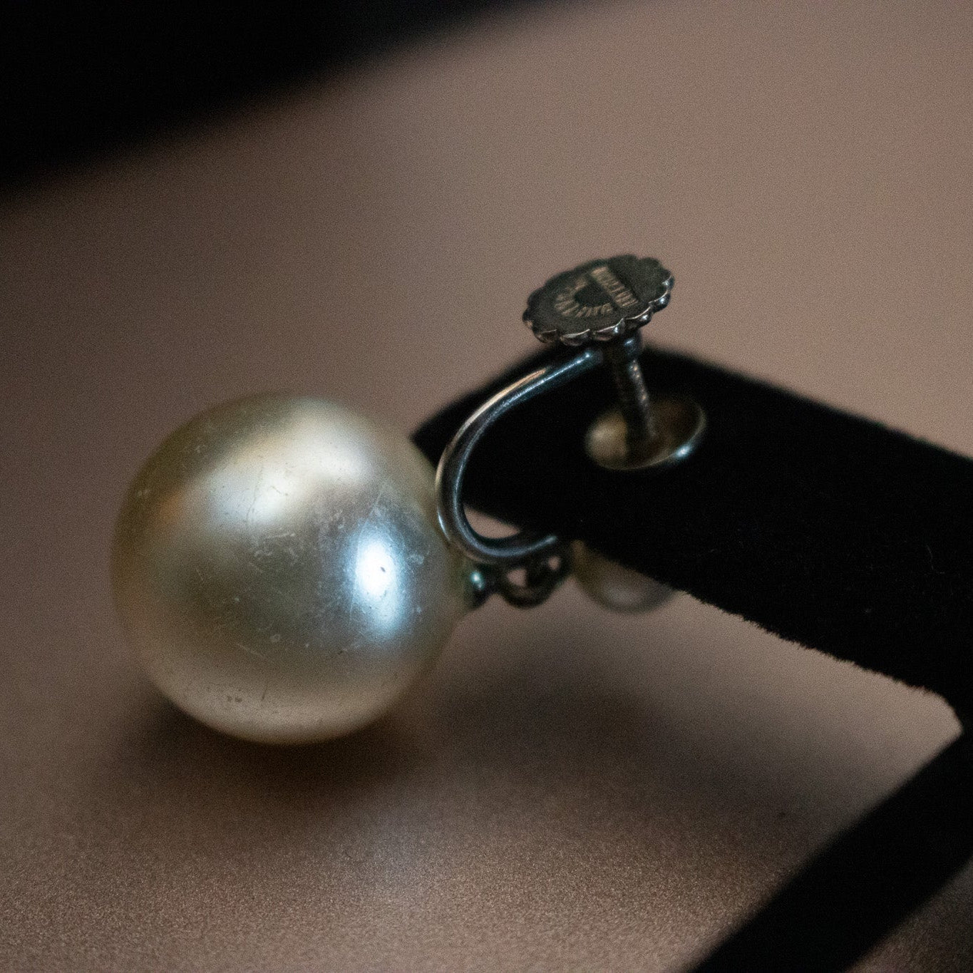 Antique Double Faux Pearl with Genuine Silver Screw on Earrings